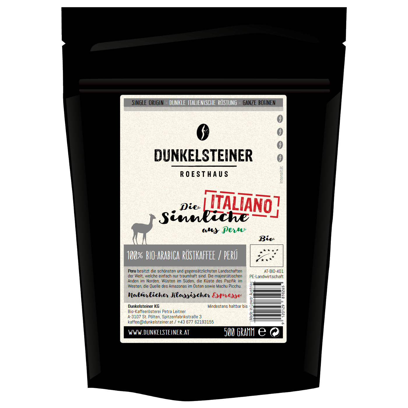 SINNLICHE ITALIANO Bio-Arabica aus Peru von DUNKELSTEINER COFFEE