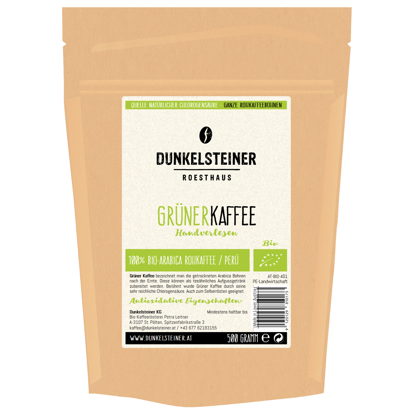 GRÜNER KAFFEE Bio-Rohkaffee aus Peru von DUNKELSTEINER COFFEE